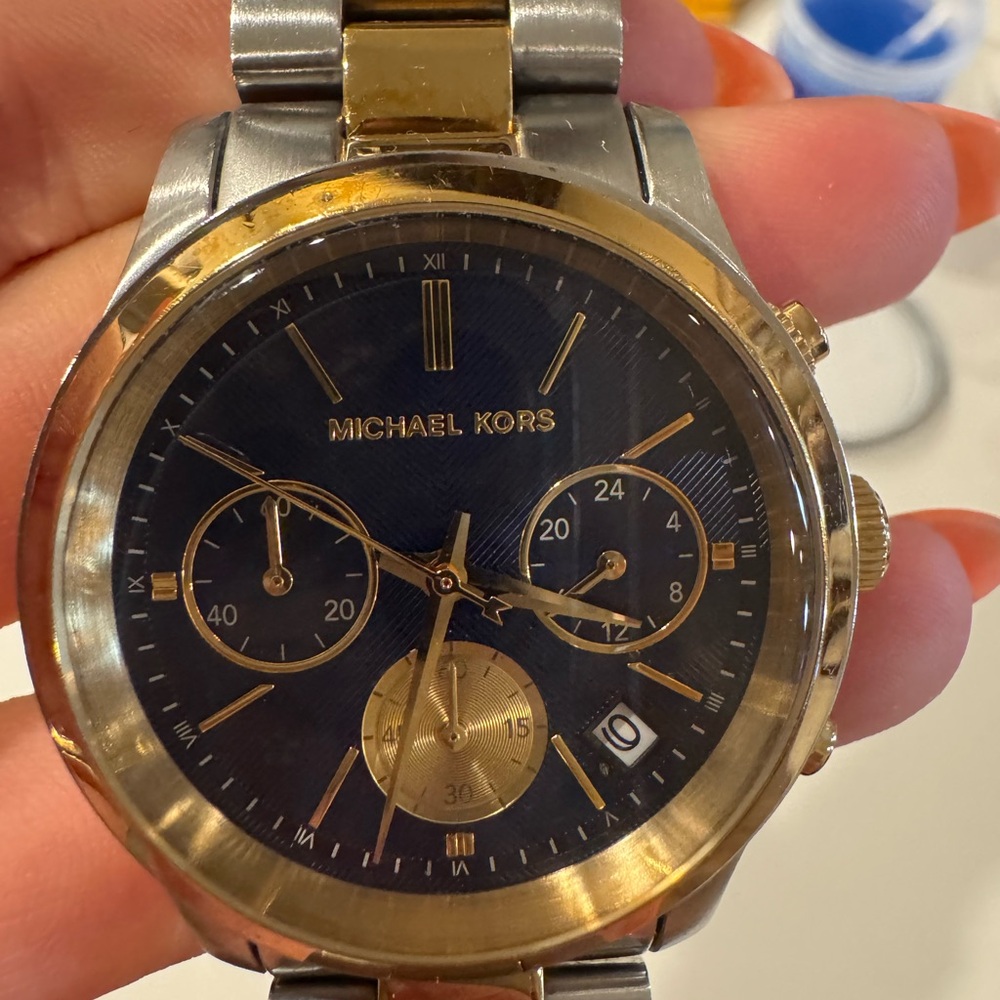 Michael Kors Gold and Blue Watch